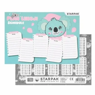 Starpak Plan lekcji z tabliczk� mno�enia Koala 25 szt.