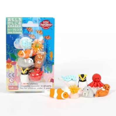 Iwako Gumki do cierania puzzle Sea Friends 7 szt.