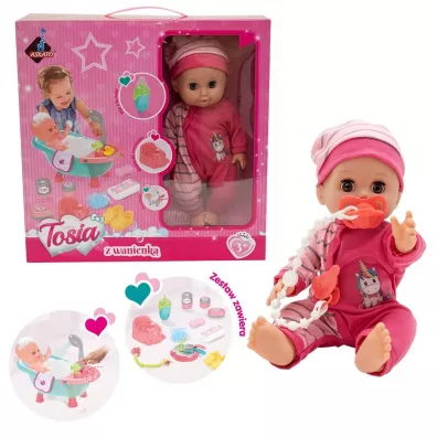 Lalka Tosia z wanienk� w r�owym ubranku Askato