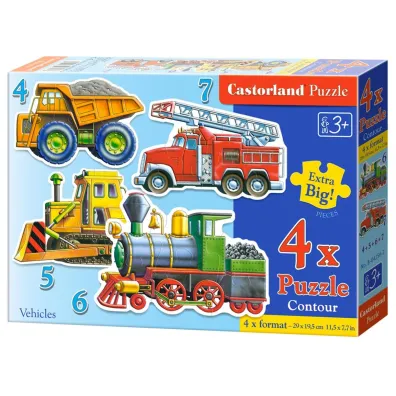 Puzzle 4w1 /4-5-6-7/ konturowe Vehicles B-04256-1 Castorland