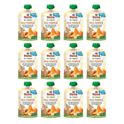Holle Mus warzywno-owocowy Paca Pumpkin dynia, brzoskwinia, banan, owies po 6. miesi�cu �ycia Zestaw 12 x 100 ml Bio