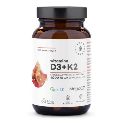 Aura Herbals Witamina D3 4000IU K2100Mcg - suplement diety 90 kaps.