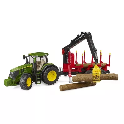 Traktor John Deere 7R 350 z przyczep� le�n� Bruder