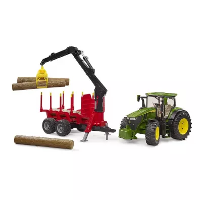 Traktor John Deere 7R 350 z przyczep� le�n� Bruder