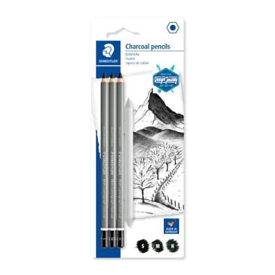 Staedtler W�giel w o��wku Mars Lumograph Charcoal, M,S,H w zestawie wiszer 3 szt.