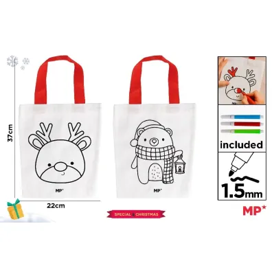 Mp Main Paper Torba �wi�teczna do malowania Renifer lub Mi� z flamastrami 1szt.mix