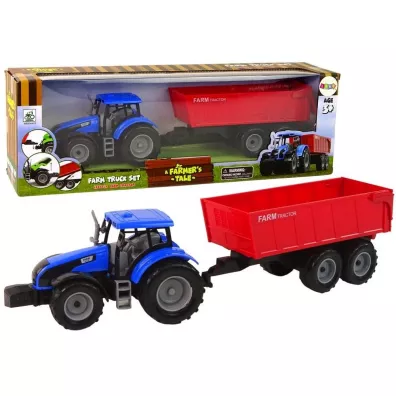 Traktor z przyczep� niebieski LeanToys