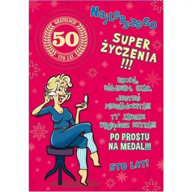 Stamp Karnet Party naklejany B6 + koperta Urodziny 50
