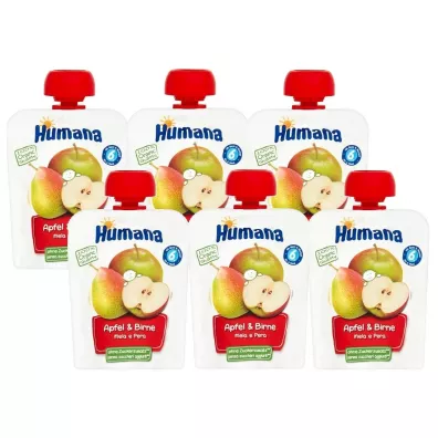 Humana Mus jabko-gruszka po 6. miesicu Zestaw 6 x 90 g Bio