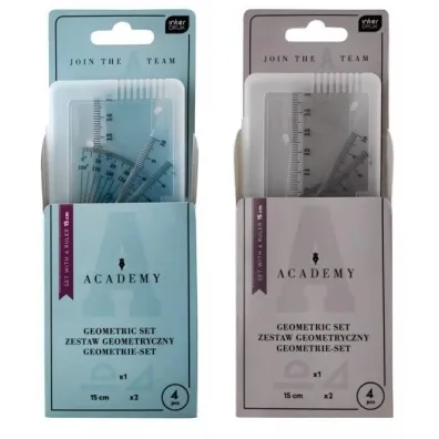 Interdruk Zestaw geometryczny Academy z linijk� 15cm mix