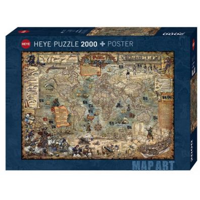 Puzzle 2000 el. wiat piratw + plakat Heye