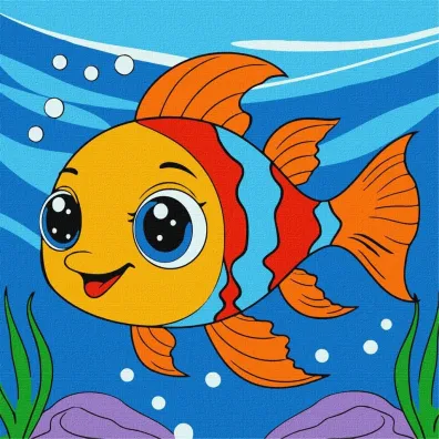Malowanie po numerach - Marzycielska rybka Kids 25x25cm Ideyka
