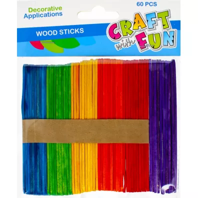 Craft with Fun Patyczki drewniane kolorowe 60 szt.