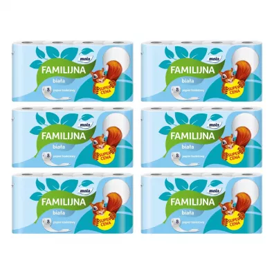 Mola Familijna Biaa Papier toaletowy 2-warstwowy zestaw 6 x 8 szt.