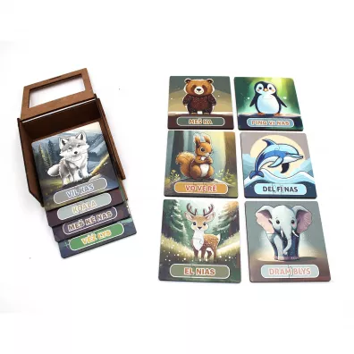 Edukacyjne karty drewniane, Kolekcja zwierzt nr 2, karty do gry Fantasy Puzzles
