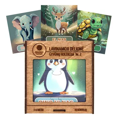Edukacyjne karty drewniane, Kolekcja zwierzt nr 2, karty do gry Fantasy Puzzles