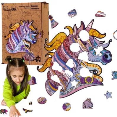 Puzzle drewniane eko 148 el. Bajeczny jednoro�ec A3 Maksik