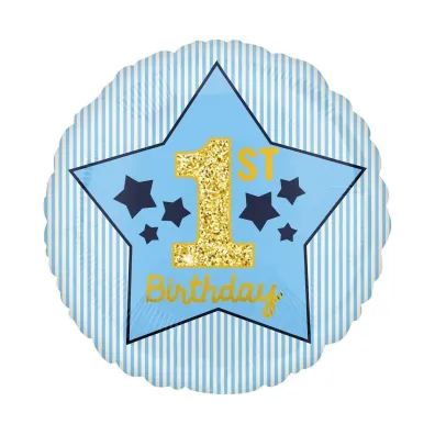 Godan Balon foliowy 1st Birthday niebieski 48cm