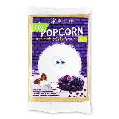 Popcrop Popcorn z niebieskiej kukurydzy z masem shea i sol do przygotowania w mikrofalwce bezglutenowy 100 g Bio