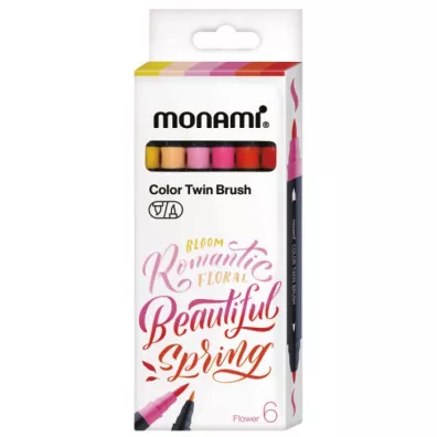 Monami Dwustronne pisaki z ko�c�wkami p�dzelkowymi Color Twin Brush Flowers 6 szt.