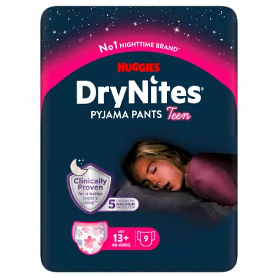 Huggies Pieluchomajtki na noc DRYNITES Girl 13+ (48-60 kg) 9 szt.