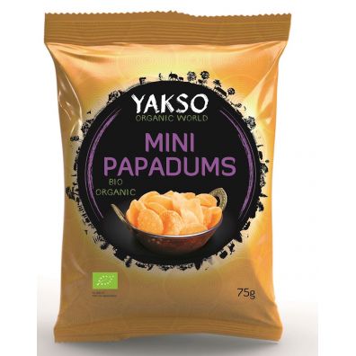 Yakso Chipsy z soczewicy mini papadums 75 g Bio