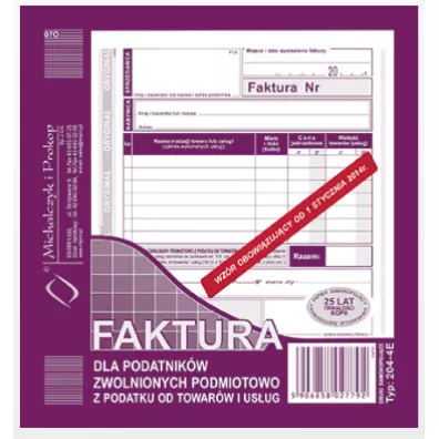 Michalczyk i Prokop Druk Faktura dla podatnik�w zwolnionych z podatku A5