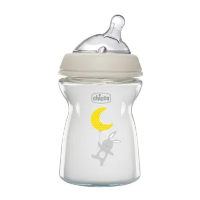Chicco NaturalFeeling Butelka szklana ze smoczkiem silikonowym przep�yw wolny 0m+