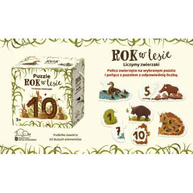 Puzzle Rok w lesie. Liczymy zwierzaki Nasza Ksi�garnia