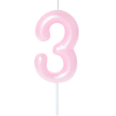 �wieczka na tort - cyferka Candy 3 r�owa 6cm