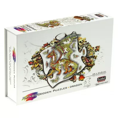 Puzzle drewniane kolorowe - Smok Eureka 3D