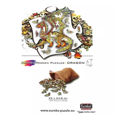Puzzle drewniane kolorowe - Smok Eureka 3D