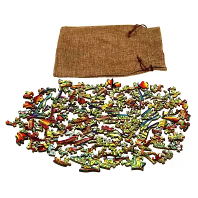 Puzzle drewniane kolorowe - Smok Eureka 3D