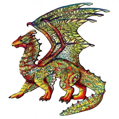 Puzzle drewniane kolorowe - Smok Eureka 3D
