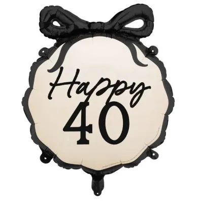 PartyDeco Balon foliowy pastylka Happy 40 47.5x45cm