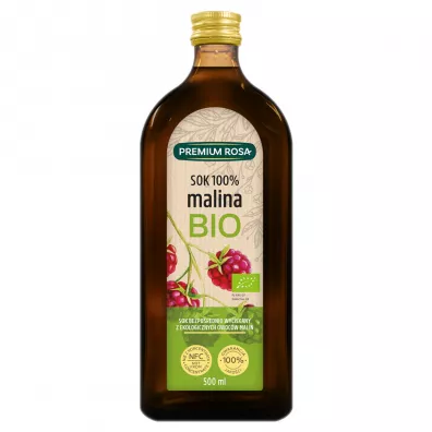 Premium Rosa Sok NFC z malin 100% 500 ml Bio