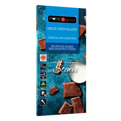 Pure&Good Czekolada mleczna ze stewi� bez dodatku cukru bezglutenowa 100 g