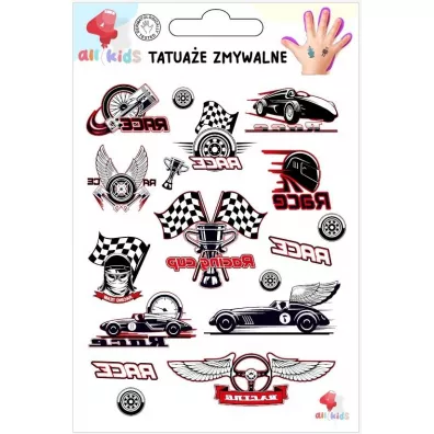 Tatua�e zmywalne dla dzieci Wy�cigi All4Kids