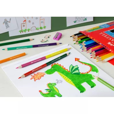 Faber-Castell Kredki o��wkowe + 3 kredki dwustronne + temper�wka 27 szt.