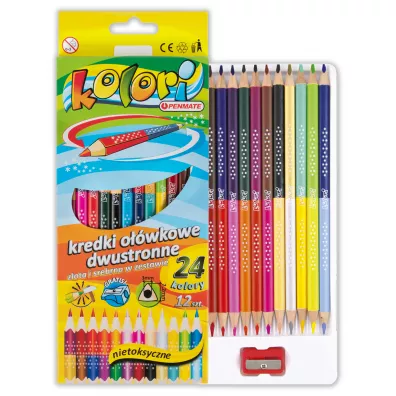 Penmate Kolori Premium Kredki o��wkowe tr�jk�tne dwustronne 24 kolor�w 12 szt.