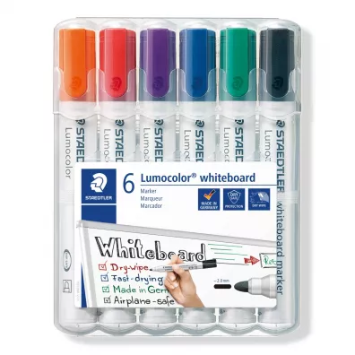 Staedtler Marker do bia�ych tablic whiteboard Lumocolor, okr�g�y, 6 kolor�w w etui 6 szt.