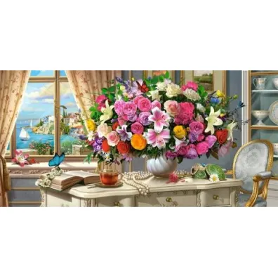Puzzle 4000 el. Summer Flowers and Cup of Tea Castorland