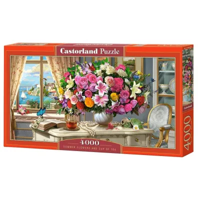 Puzzle 4000 el. Summer Flowers and Cup of Tea Castorland