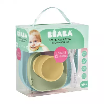 Beaba Komplet naczy z silikonu z przyssawk yellow