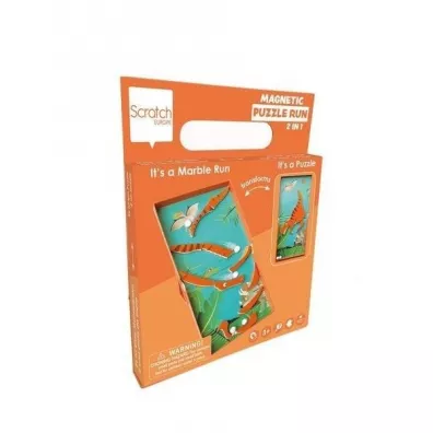 Magnetyczne puzzle Dinozaur i tor kulek gra 2w1 Scratch