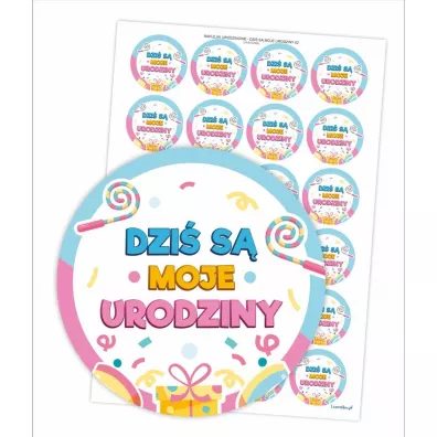 LearnHow Naklejki urodzinowe - Dzi� s� moje urodziny 24 szt.
