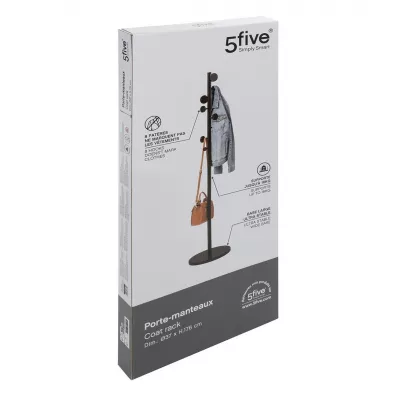 5five Simply Smart Nowoczesny wieszak stojcy czarny 176 cm