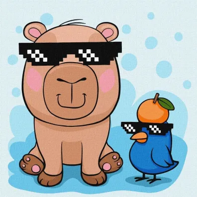 Malowanie po numerach - Kapibara i ptak Kids Ideyka