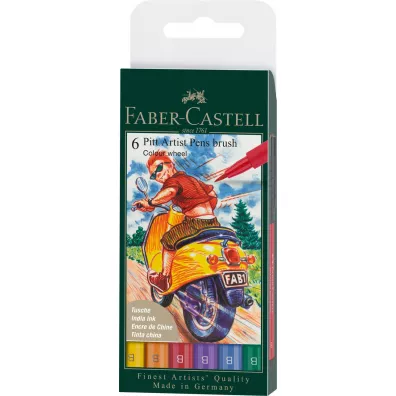 Faber-Castell Pitt artist pen b kolory podstawowe etui 6 szt.