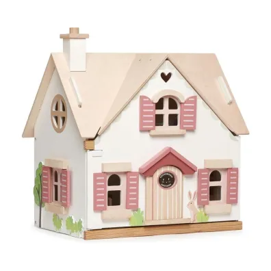 Domek dla lalek dwupi�trowy z wyposa�eniem drewno Tender Leaf Toys